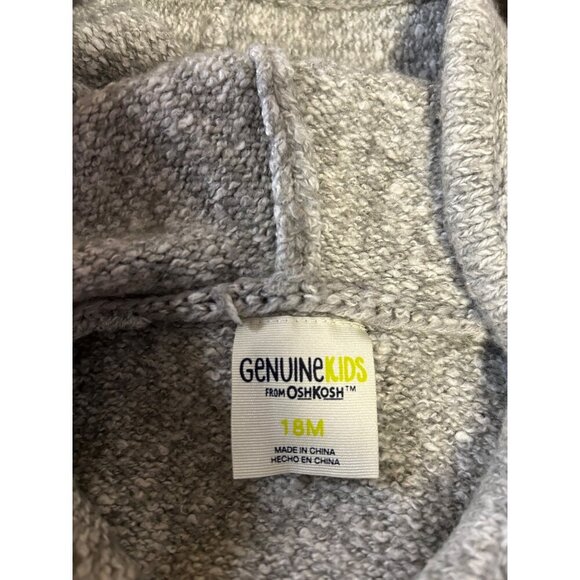 Genuine Kids from OshKosh Gray Hooded Poncho Sweater Embroidered 18M - Picture 5 of 10